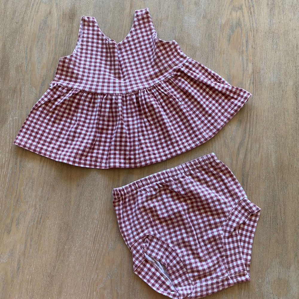 Rose & Belle Red/White Gingham Peplum Set
